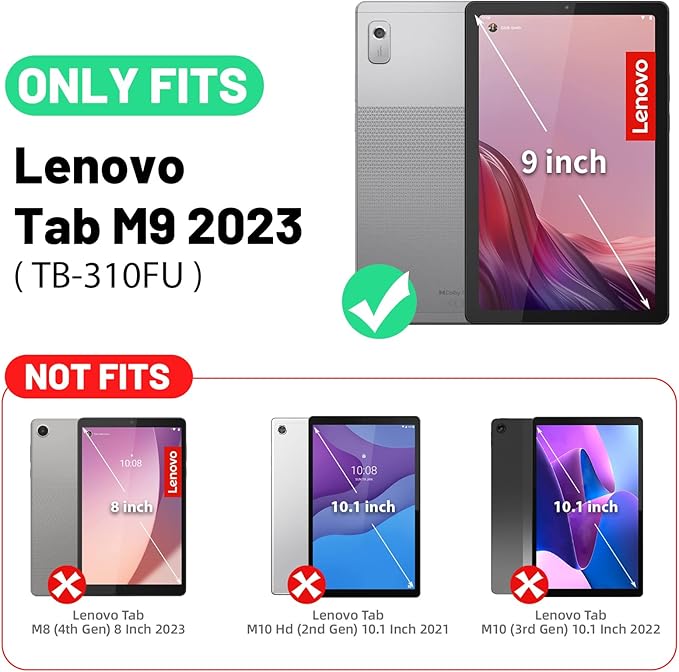 HXCASEAC Case for Lenovo Tab M9 2024/2023 (TB-310FU) with Screen Protector/Rotating Hand Strap/Sturdy Stand Protective Cover for Lenovo M9 Tablet Case 9 inch Blue