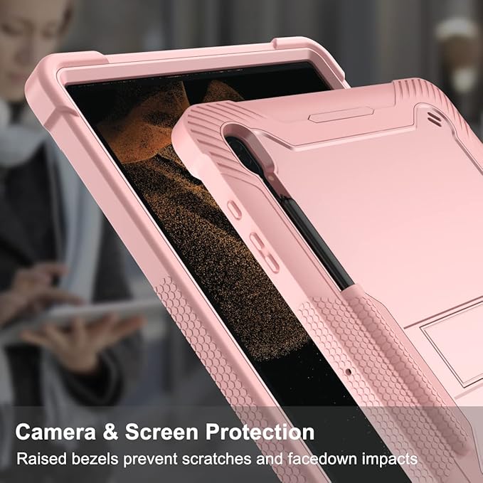 Protective Case Compatible with Samsung Galaxy Tab S9 Ultra 14.6 Inch 2023 Case with Built-in Stand Rugged Hybrid Shockproof Protective CoverCompatible with Samsung Galaxy Tab S9 Ultra(Rose Gold)