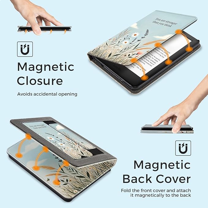 CoBak Case for 6 E-Reader - PU Leather Smart Cover with Auto Sleep/Wake &amp Hand Strap not Compatible with Kobo ClaraTranquil Bloom