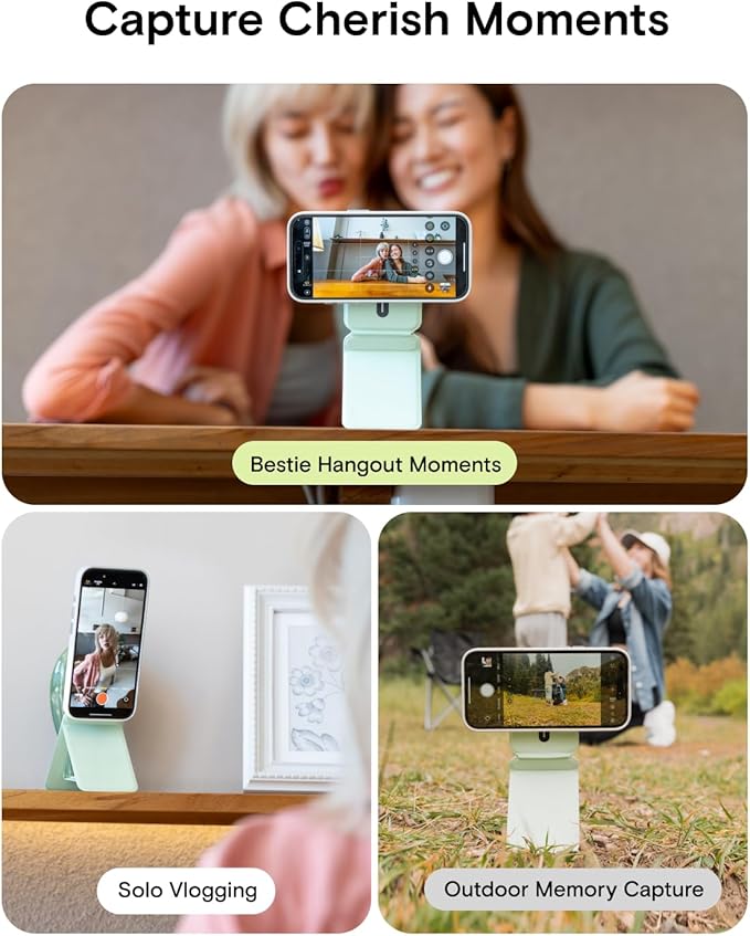 MOFT Phone Stand Magnetic Phone Tripod Stand Stain-Resistant MOVAS Leather &amp Angle Adjustment &amp Strong Magnets Tripod for iPhone 17/16/15/14/13/12 (Included Metal Ring)-Peach Pink