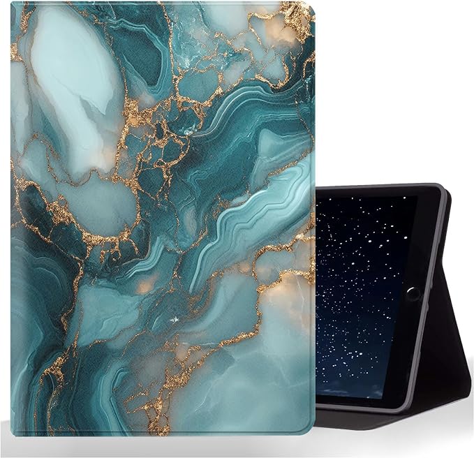 Peacock Blue Gold Foil Marble