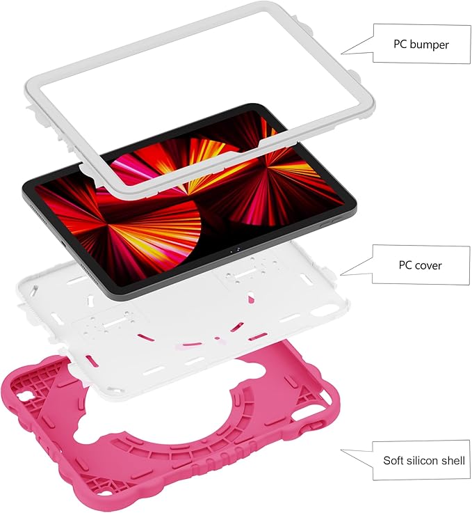XZC Case for iPad (A16) 11th Generation 11 Inch 2025/ iPad 10th Generation 10.9 Inch 2022 Unicorn Heavy Duty Shockproof Rugged Cover with Built-in Stand/Strap (Hot Pink)