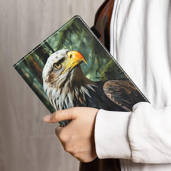 Case for All-New Amazon Kindle Fire HD 10 &amp 10 Plus Tablet 10.1 (13th/11th Generation 2023/2021 Release) - PU Leather Folio Case with Smart Auto Wake/Sleep Bald Eagle
