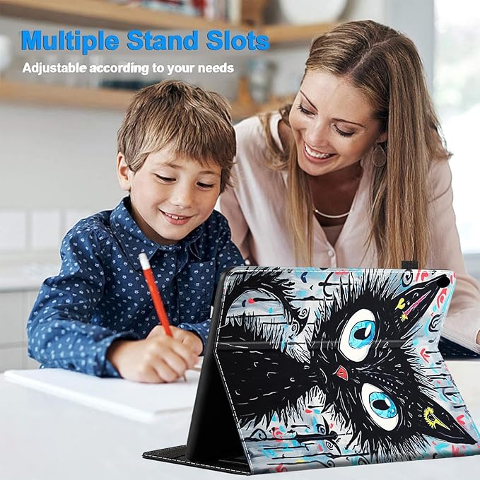 Case for All-New Amazon Kindle Fire HD 8 &amp 8 Plus Tablet (12th Generation/10th Generation 2022/2020 Release) 8 Durable Shockproof Protective CoverBlack Cat