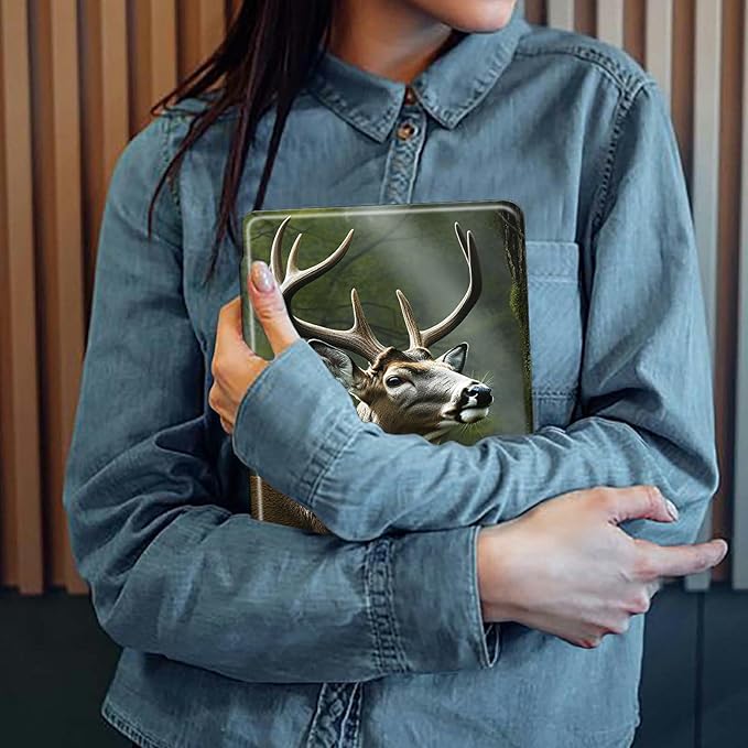 Case for Kindle Fire HD 8 Tablet (8th/7th/6th Generation 2018/2017/2016 Release) Deer Tree in Woodland Theme 360 Degree Rotating Stand Protective Cover with Auto Sleep/Wake for HD 8 Tablet