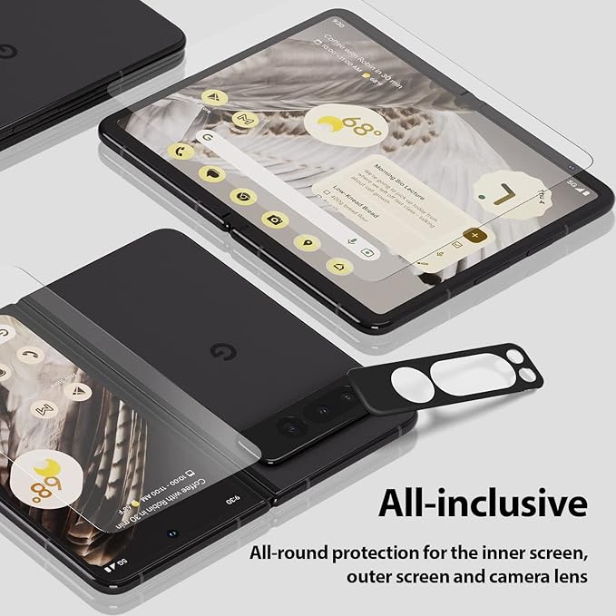Whitestone All-in One Screen Protector for Google Pixel Fold 2+2+2 Pack Tempered Glass Front Back Camera Lens Easy Install