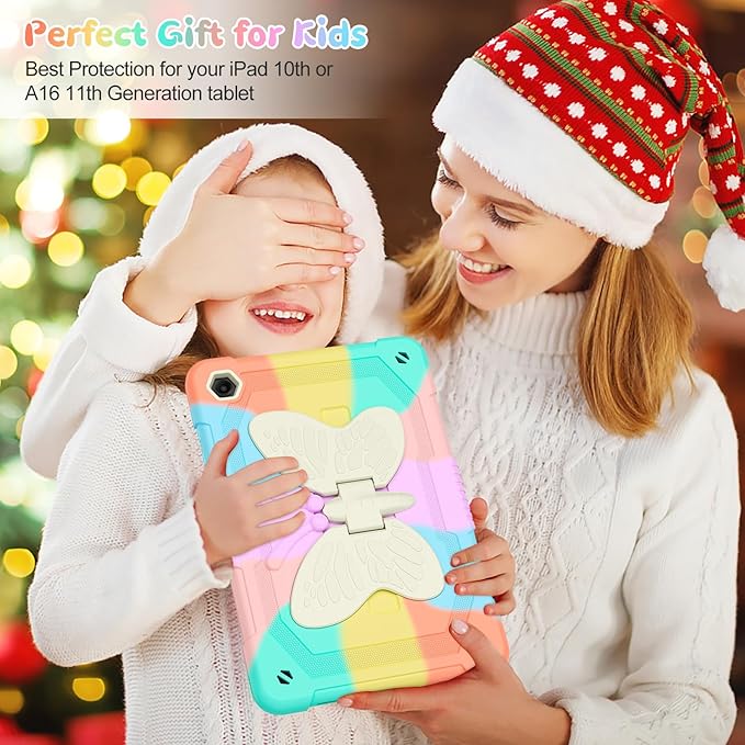 Case for Samsung Galaxy Tab A9 Plus 11 inch 2023 Protective Cover for Galaxy Tab A9+ Plus Tablet Kids Girls with Shoulder Strap Butterfly Kickstand Shockproof Protective