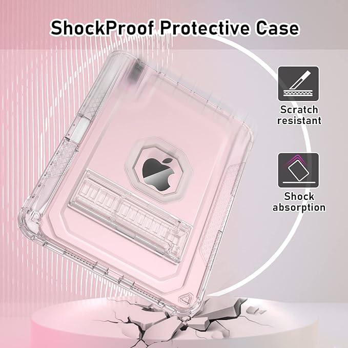 Case for iPad mini A17 Pro for iPad mini 7th/6th Generation Case 8.3 inch 2024/2021 with Pencil Holder/Stand Slim Cover for i Pad Mini 7/6 (Clear)