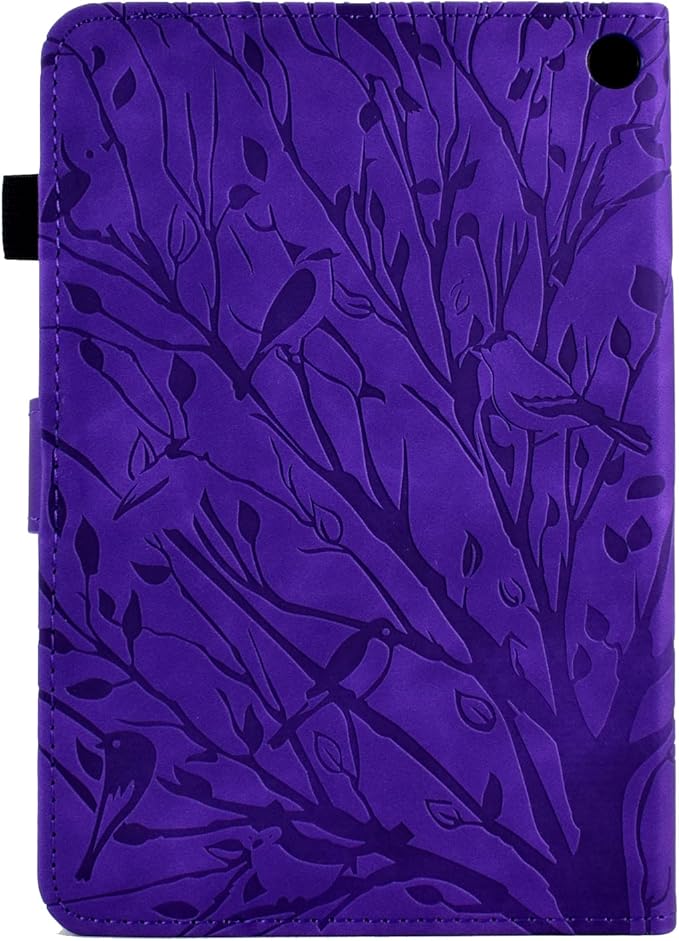 for Amazon Kindle Fire HD 8 &amp Fire HD 8 Plus Case (12th/10th Generation 2024/2022/2020) 8 UUcovers Embossed Magneic Smart Cover with Stand/Pencil Holder [Auto Sleep/Wake] Purple Lucky Tree