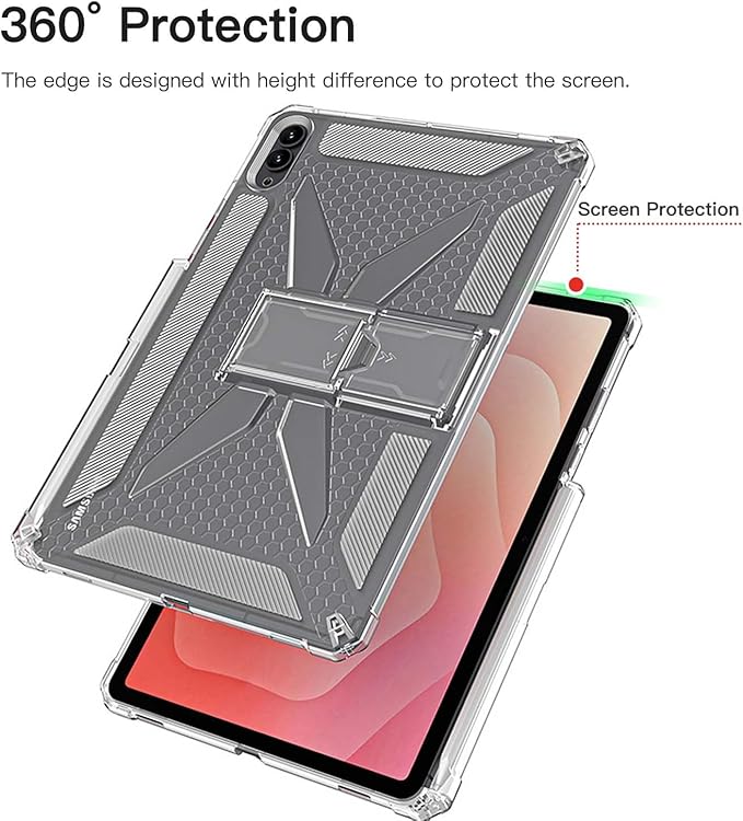 Foldable Stand Clear Case for Samsung Galaxy Tab S11 Ultra 14.6 inch with Pen Slot Clear TPU Back Cover &amp Heat Dissipation &amp Drop-Proof Two Angle Views