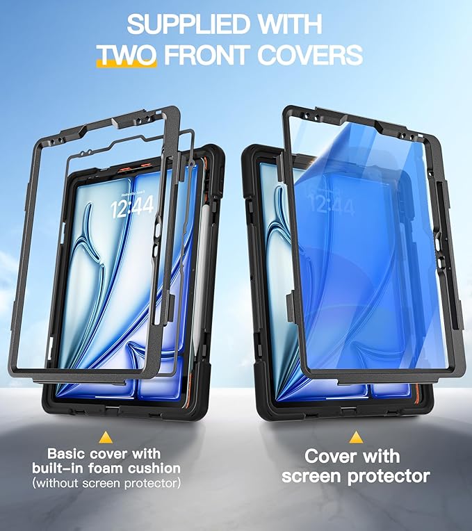 BRAECN Case for iPad Air 13 Inch 2026(M4)/2025(M3)/2024(M2) &amp iPad Pro 12.9''(2022/2021/2020/2018) Full-Body Protection Screen Protector Pencil Holder 360° Rotating Handle Kicktand Kids Friendly