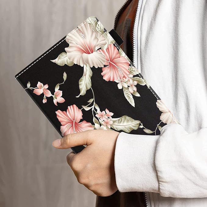 Case for Amazon Kindle Fire HD 10 &amp 10 Plus Tablet 10.1 (13th/11th Generation 2023/2021 Release) - PU Leather Folio Case with Smart Auto Wake/Sleep Oriental Decorative Flower