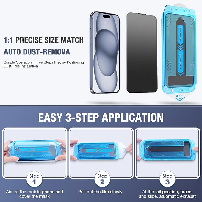 2-Pack Matte Privacy Screen Protector for iPhone Air 6.5-inch 9H Tempered Glass Full Coverage Anti-Fingerprint Auto Dust-Elimination No Bubble Easy Installation