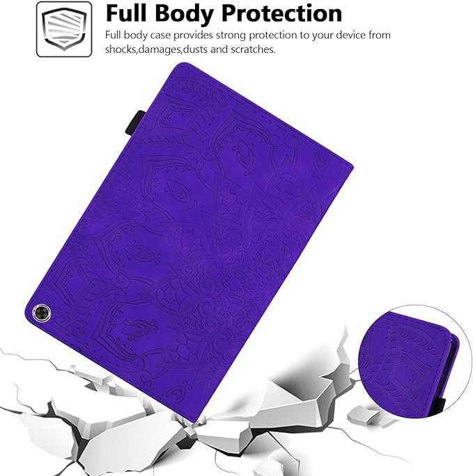 Case for Amazon Fire Max 11 (2023) Techcircle Stylish Mandala Embossed PU Leather Folio Stand Soft TPU Back Cover Slim Lightweight Elastic Band Protective Case with Pen Holder &amp Card Slots Purpl