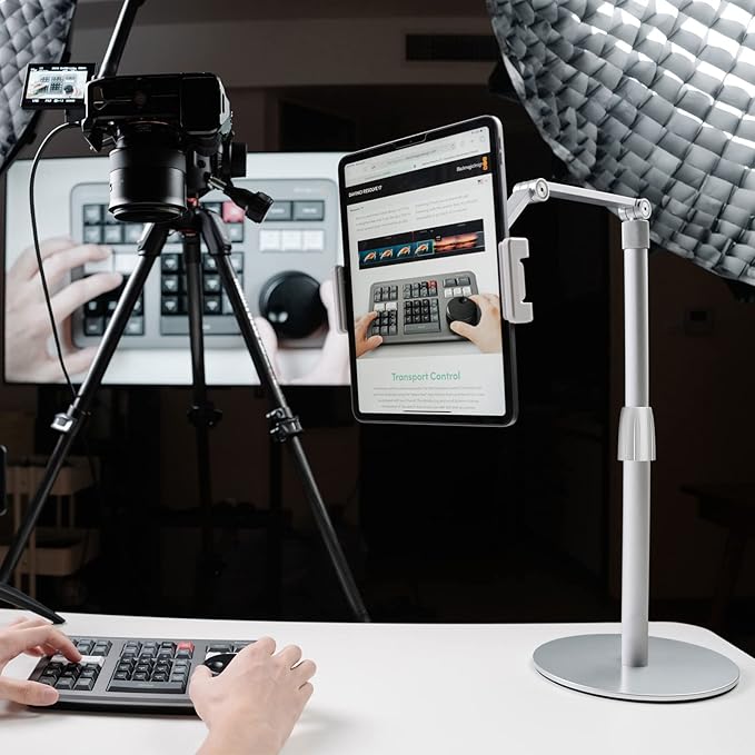 Viozon Tablet Phone Overhead Stand Height &amp 360 Degree Angle Adjustable Aluminum Desktop Stand Compatible with 3.5-11 Cellphone or Tablet Such as iPhone iPad Pro Air Mini Samsung Nexus(AP-4P