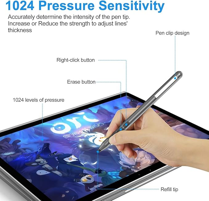 Pen for HP Omnibook Digital Stylus Pen for HP Envy Pavilion Spectre x360 Touchscreen Laptop with MPP 1.51 Palm Rejection 1024 Pressure 2500H Working Time 2 Button