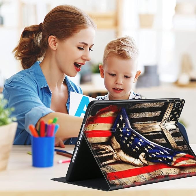 Wooden Cross Power American Flag
