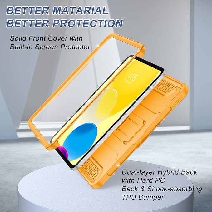 Soke Case for iPad (A16) 11th Generation 11-inch 2025 iPad 10th Generation 10.9-inch 2022 with Built-in Screen Protector and Kickstand Rugged Full Body Protective Cover - Citrus