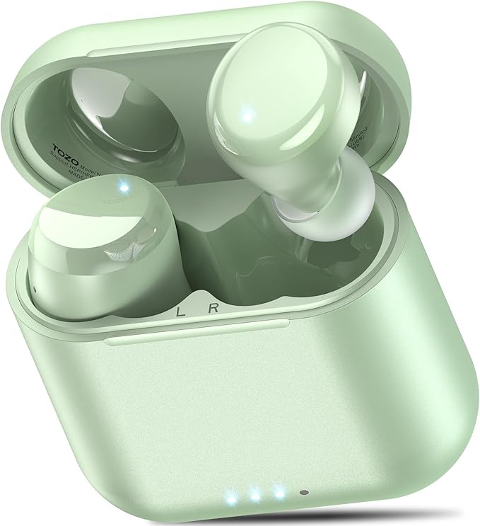 TOZO T6 Wireless Earbuds Bluetooth 5.3 Ear Buds Stereo Sound in Ear Headphones 50 Hours Playtime Wireless Charging Case APP Customizable EQs IPX8 Waterproof Earphones