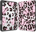 Mektron Printed Case for iPad mini 7 (A17 Pro) 2024/ Mini 6 2021 iPad mini 7th/6th Generation 8.3-inch Liquid Retina Display Cover Buit in Pencil Holder with Clear Back Shell Leopard Pink Butterfly