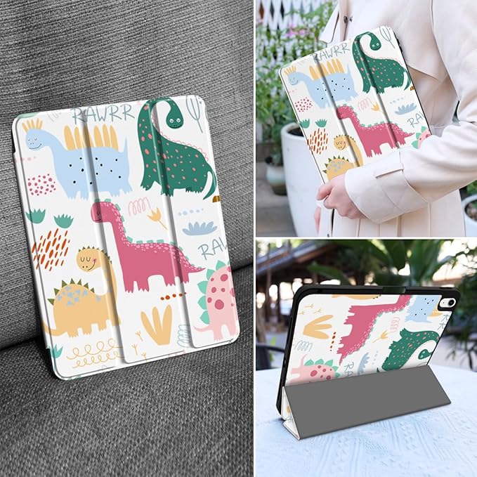 MEEgoodo for M4/M3/M2 iPad Air 11 inch Case 2026 2025 2024Case for iPad Air 5th Generation/iPad Air 4th Gen 10.9 inch 2022 2020 Tablet Cover with Soft TPU Back Shell Cute Dinosaurs