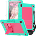 for Onn 10.1 inch Tablet Case 2024for Onn 10.1 Tablet Case Gen 4 Shockproof Rugged Kids Cover with Screen Protector Shoulder Strap for Walmart 10.1 (2024 Model:100135925)(GreenPink+2Pcs)