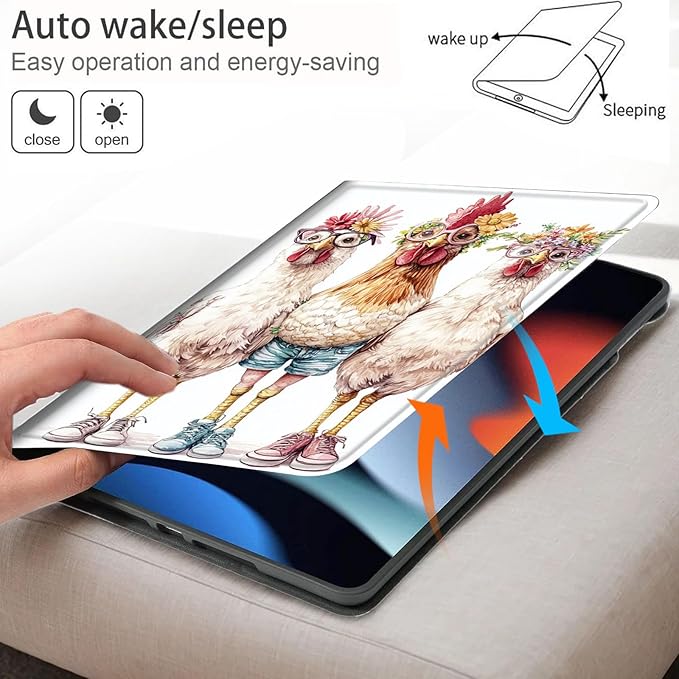 Bxgolkgd Tablet Case for Amazon Kindle Fire HD 8/HD 8 Plus(12th/10th2024/2022/2020 Release)Shockproof Stand Cover with Heat DissipationAuto Wake/Sleep FunctionCute Cartoon Chicken