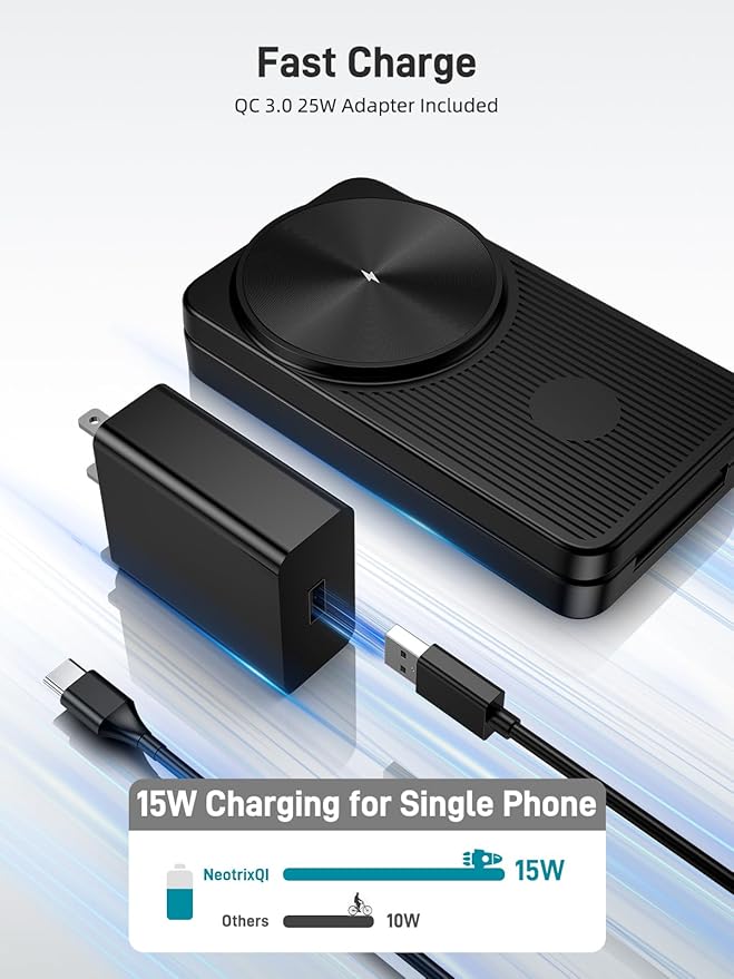 Wireless Charger for Apple Charging Station Dual MagSafe Charger for iPhone 17/17 Pro/17 Pro/iPhone 16 Pro Max//AirPods 3 in 1 Foldable iPhone Charging Station Watch Charger for Apple iWatch Series