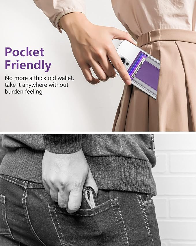 ExtreLife 2-in-1 Magsafe Wallet Adjustable Phone Stand Open ID Window Magnetic Wallet for iPhone 17/16/15/14 Pro Max/14 Pro/14/14 Plus/13/12 Series 9 Cards Holder Vegan Leather Purple