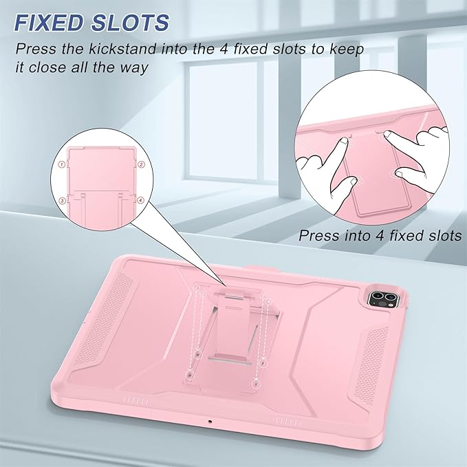 Soke Case for iPad Pro 12.9 Inch 6th/5th/4th Generation(2022/2021/2020 Release) Rugged Shockproof Protective Cover with Built-in Kickstand for Apple iPad Pro 12.9 - Pink