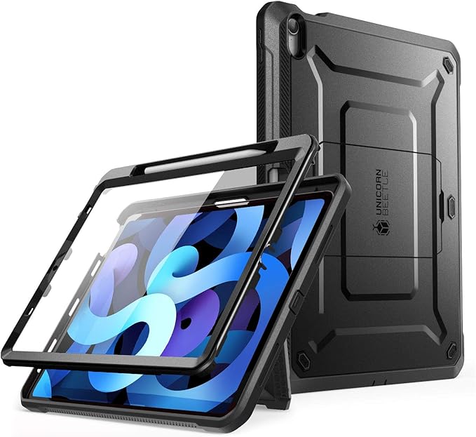 SUPCASE for iPad Air 5th Generation Case / iPad Air 4th Generation Case with Pencil Holder (Unicorn Beetle Pro) [Built-in Screen Protector &amp Stand] Rugged Case for iPad Air 5/4 10.9 Inch Black