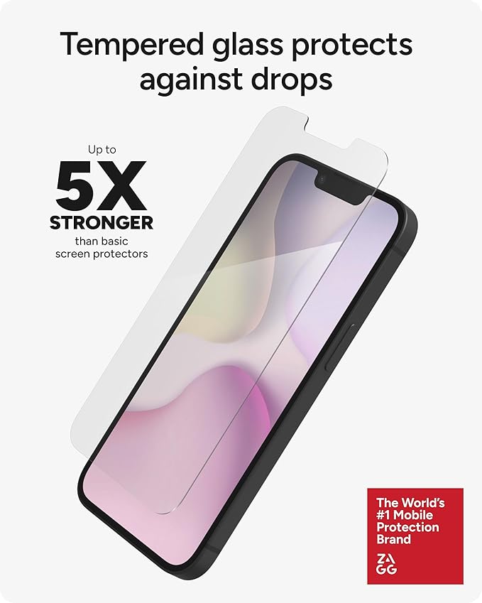 ZAGG Glass Elite Screen Protector for Apple iPhone 17e/ 16e/ 14/13/ 13 Pro - Advanced Impact and Scratch Protection Anti-Fingerprint Technology InvisibleShield Easy to Install