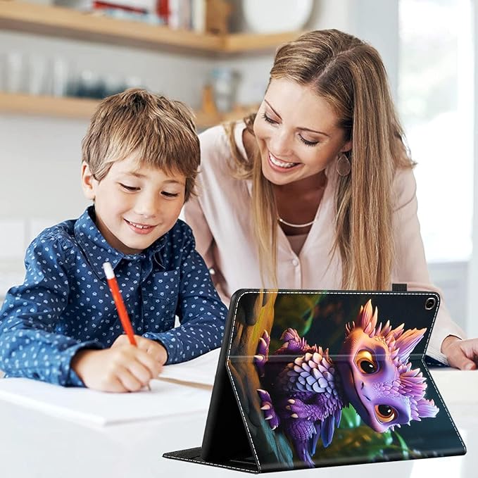 Case for All-New Amazon Kindle Fire HD 10 and Fire HD 10 Plus Tablet (13th/11th Generation 2023/2021 Release) 10.1 Slim Folding Stand Cover with Auto Wake/Sleep Purple Baby Dragon