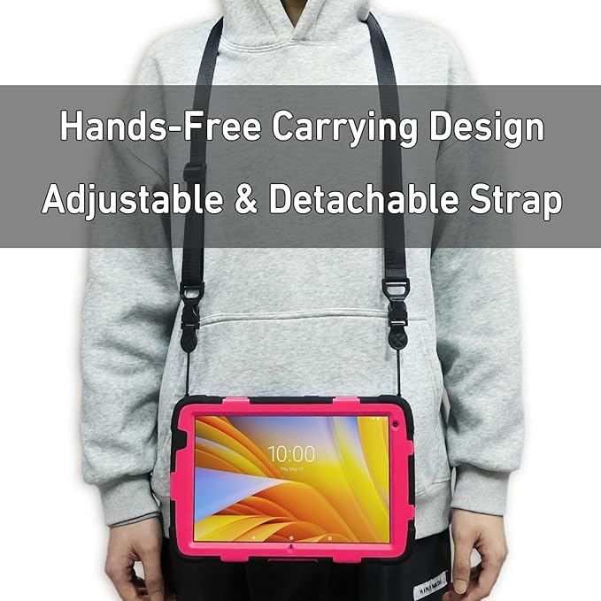 Protective Case for Zebra ET40 ET45 10 Inch Tablet Only Military Grade Shockproof Rugged Cover with Hand Strap &amp Stand SG-ET4X-10EXOSKL1-01 Compatible with Zebra Accessories (Red)