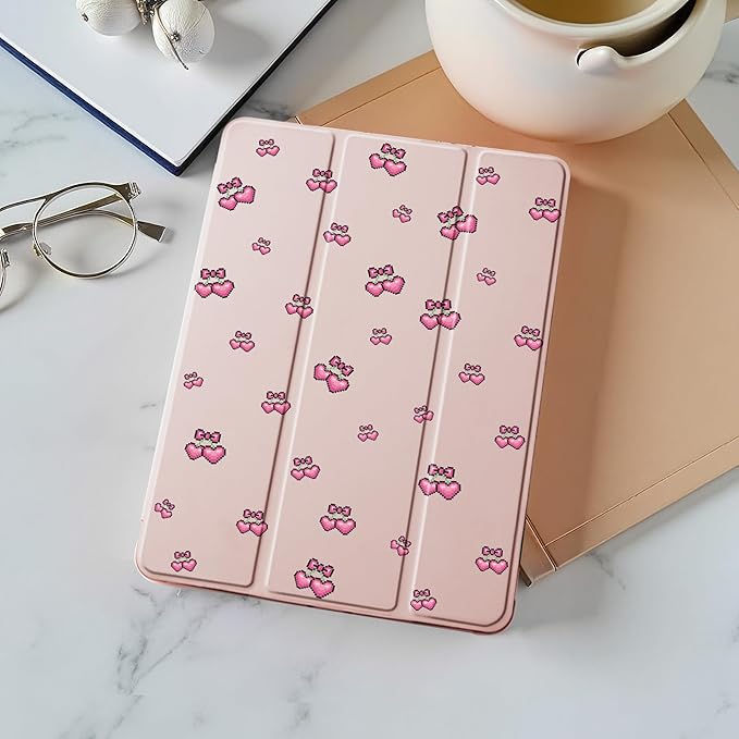 Idocolors Case for iPad 11 inch (A16 Chip) 2025 Generation 11th / iPad 10.9 inch 2022 10th Gen Built-in Pencil Holder with Soft TPU Shockproof Back Shell Auto Wake/Sleep Cherry-Pink