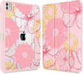 May Chen Case for iPad Pro 11-Inch M5/M4 2025/2024 (6th/5th Generation) Clear Transparent Print Back Shell Slim Stand Shockproof Tablet Cover Auto Wake/Sleep Pink Flowers
