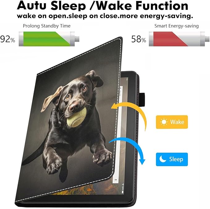 Case for All-New Amazon Kindle Fire HD 10 &amp 10 Plus Tablet 10.1 (13th/11th Generation 2023/2021 Release) - PU Leather Folio Case with Smart Auto Wake/Sleep Cute Labrador