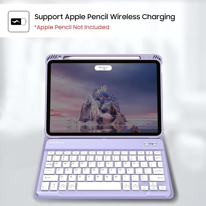 Fintie Keyboard Case for iPad Air 11-inch M4/M3/M2 (2026/2025/2024) iPad Air 5th/4th Generation (2022/2020) 10.9 Inch - Soft TPU Cover w/Magnetically Detachable Bluetooth Keyboard Lilac Purple