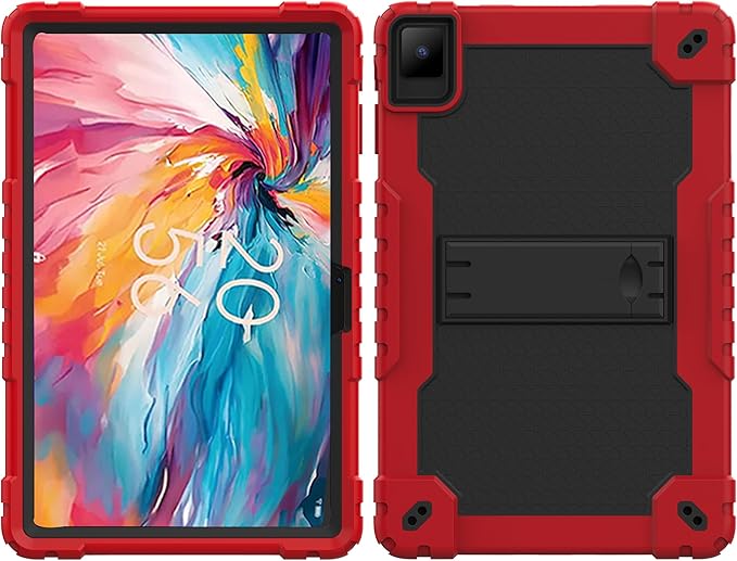 for TCL TAB 10 NXTPAPER 5G 10.4 Inch Tablet case Hybrid Shockproof Silicone Gel Protective Cover with Kickstand for TCL TAB 10 NXTPAPER 5G 10.4 Inch 2025 (9199S) (Red/Black)