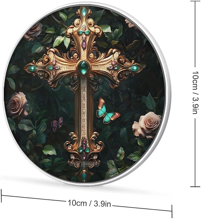 Crosses Religious Christ Wireless Charger Anti-Slip Wireless Charging Pad Slim Charger Mat for Men Women