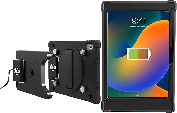 CTA Digital iPad Wireless Charging Case - CTA Wireless Magnetic Charging Case and Base with Splash-Proof Impact-Resistant Thick Silicone Cover for iPad 10th Generation 10.9” (PAD-ICCB109)