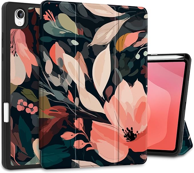 DONGKE Case for Samsung Galaxy Tab S11 5G 11 2025 Model (SM-X730/X736B) Slim Lightweight Trifold Stand Cover with S Pen Holder Auto Sleep/Wake Soft TPU Shockproof Back Painted Florals