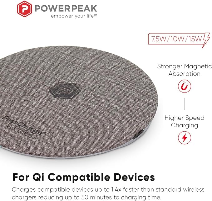 Wireless Fast Charger 15W Aluminum Fast Charging Pad USB-A to USB-C Cable Included Compatible with iPhone Apple &amp Android AC Adapter Included | Gray