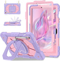 Case for Samsung Galaxy Tab S10 Lite / S10 FE / S9 FE 10.9 Inch Samsung Tab S9 11 Inch Rugged Galaxy S10 Tablet Case with Pen Holder 360 Rotating Stand Shoulder Strap Screen Protector Purple