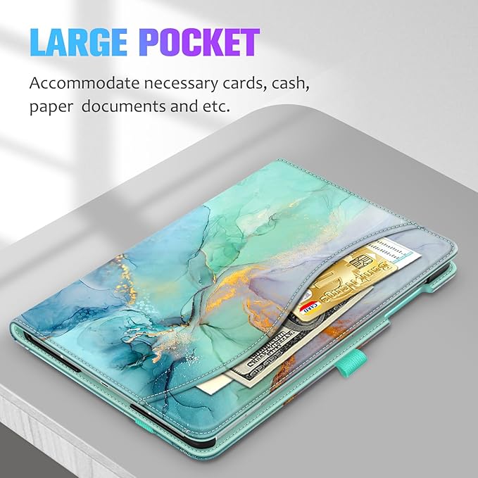 Fintie Case for Samsung Galaxy Tab S10+/ S9+/ S8+/ S7 FE/ S7+ 12.4 Inch Multi-Angle Viewing Protective Cover with Pocket Auto Sleep/Wake Emerald