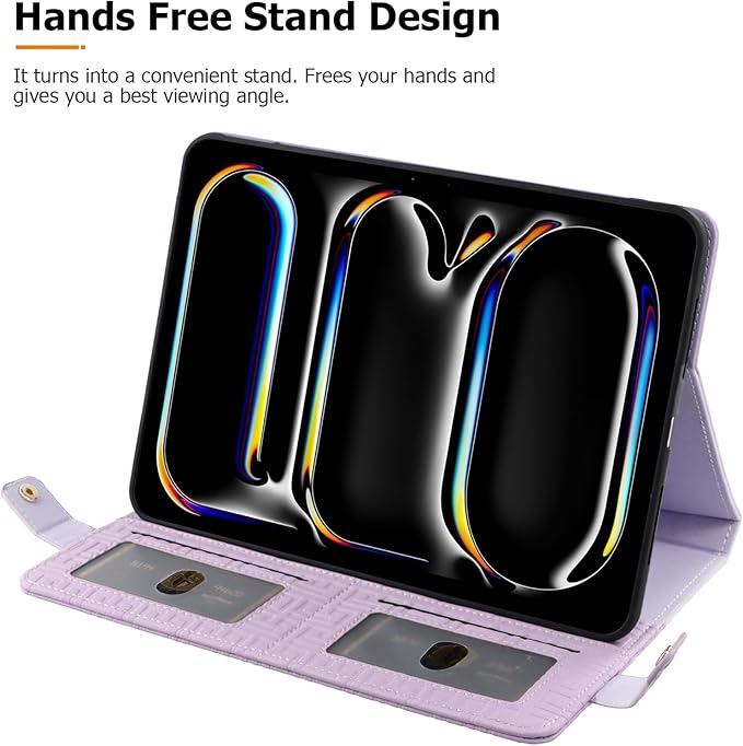 Dteck Handbag Case for iPad 9th/8th/7th Generation 2021/2020/2019 10.2 Inch with Pencil Holder Folio Stand PU Leather Crossbody Shoulder Hand Strap Card Pockets Magnetic Envelope Wallet CoverPurple