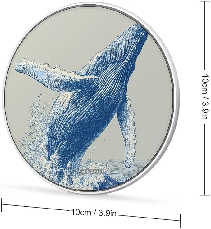 Japanese Whales Jumping Phone Charger Magnetic Charging Pad Anti-Slip with USB Cable