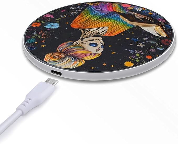 Skull Women Book Lover Librarian Wireless Charger Anti-Slip Wireless Charging Pad Slim Charger Mat for Men Women