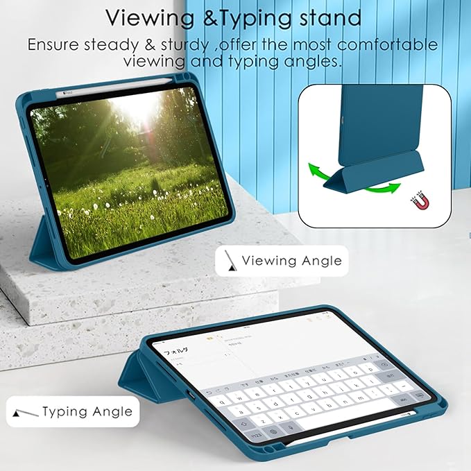 ZryXal iPad Pro 11 Inch Case (M5) 2025/ (M4) 2024 (Model: A2836/A2837/A3006) Trifold Stand Smart Cover with Pencil Holder and Soft TPU Back Auto Wake/Sleep (Teal)