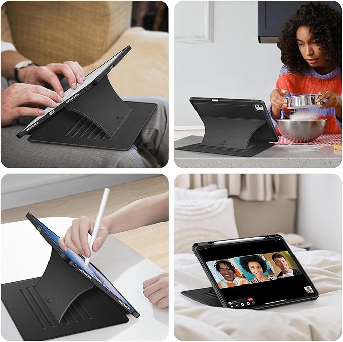 Fintie Magnetic Stand Case for iPad Pro 13-inch (M5) 2025 / (M4) 2024 - Multiple Angles Shockproof Rugged Soft TPU Cover with Pencil Holder Auto Sleep/Wake Black